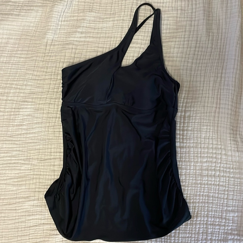 Asymmetrical One Shoulder Maternity Tankini Top